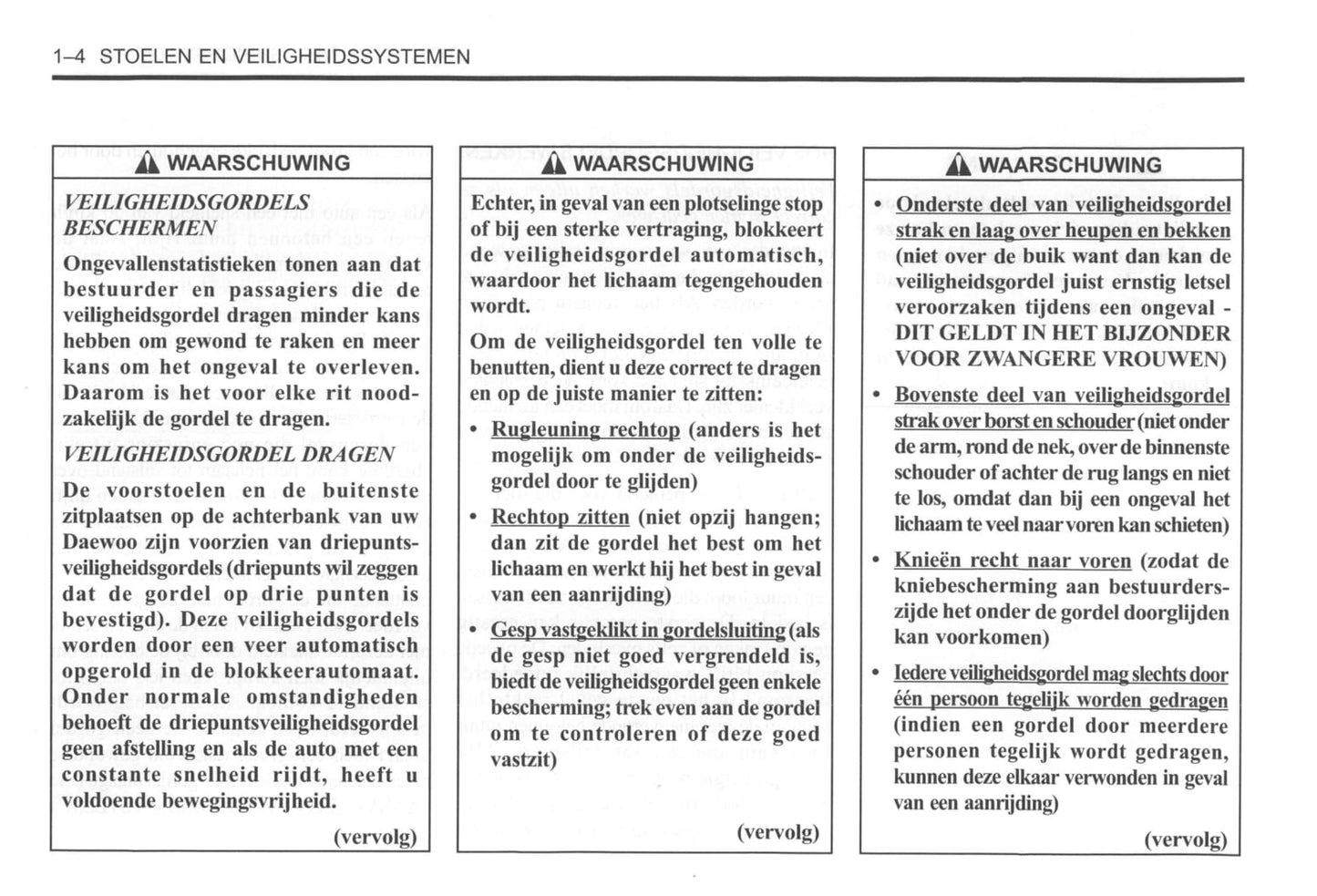 2000-2004 Daewoo Tacuma Owner's Manual | Dutch