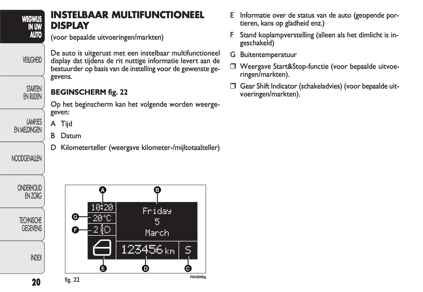 2011-2012 Fiat Punto/Punto Evo Owner's Manual | Dutch