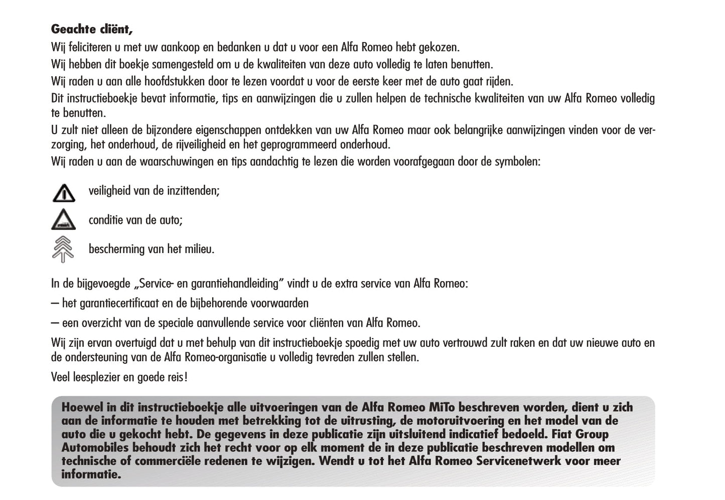 2008-2014 Alfa Romeo Mito Owner's Manual | Dutch