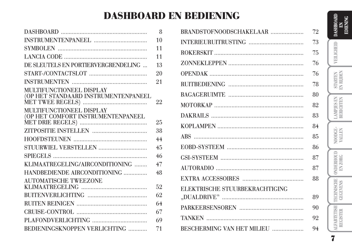 2004-2012 Lancia Musa Owner's Manual | Dutch