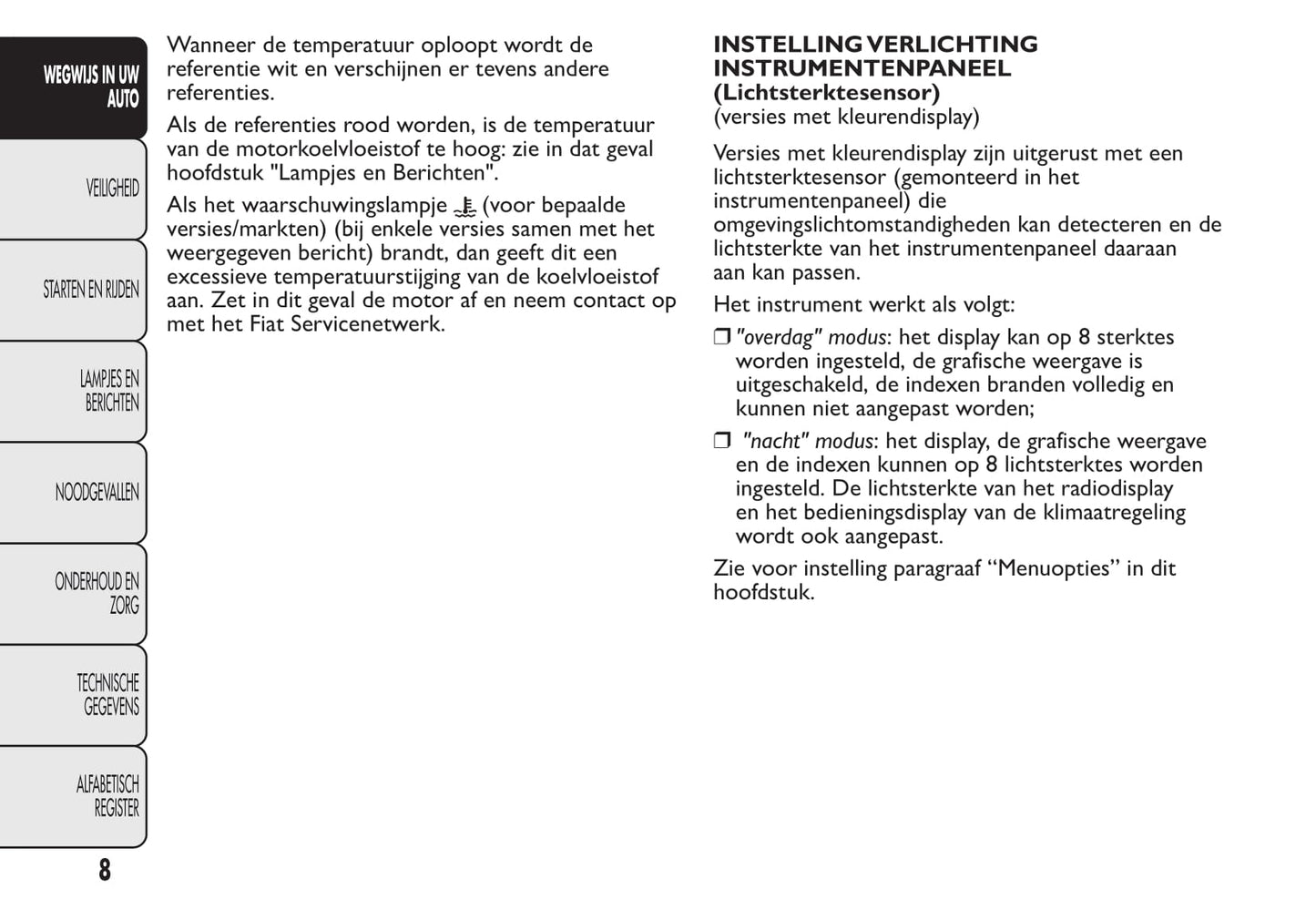 2015-2016 Fiat 500/500C Owner's Manual | Dutch