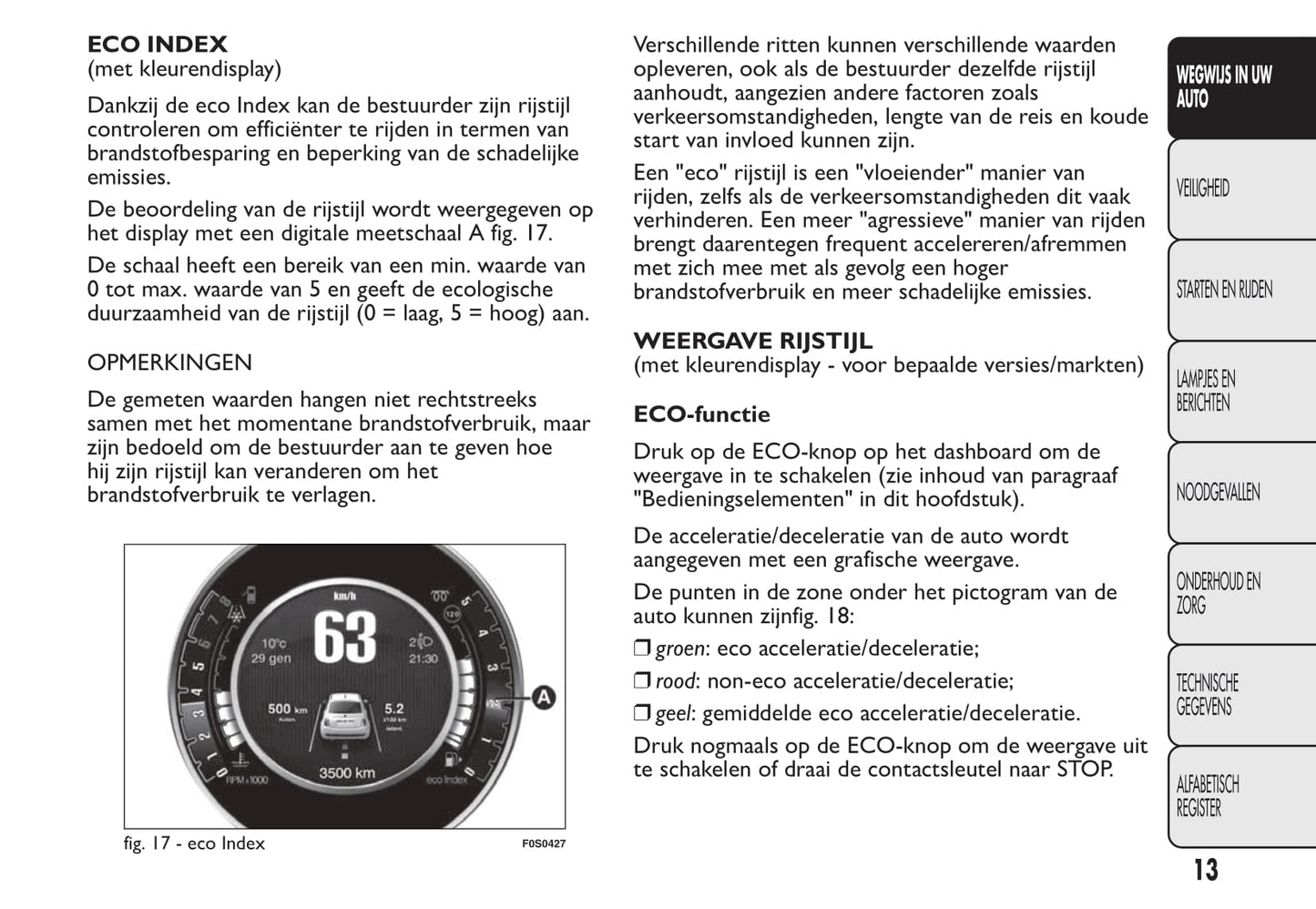 2015-2016 Fiat 500/500C Owner's Manual | Dutch