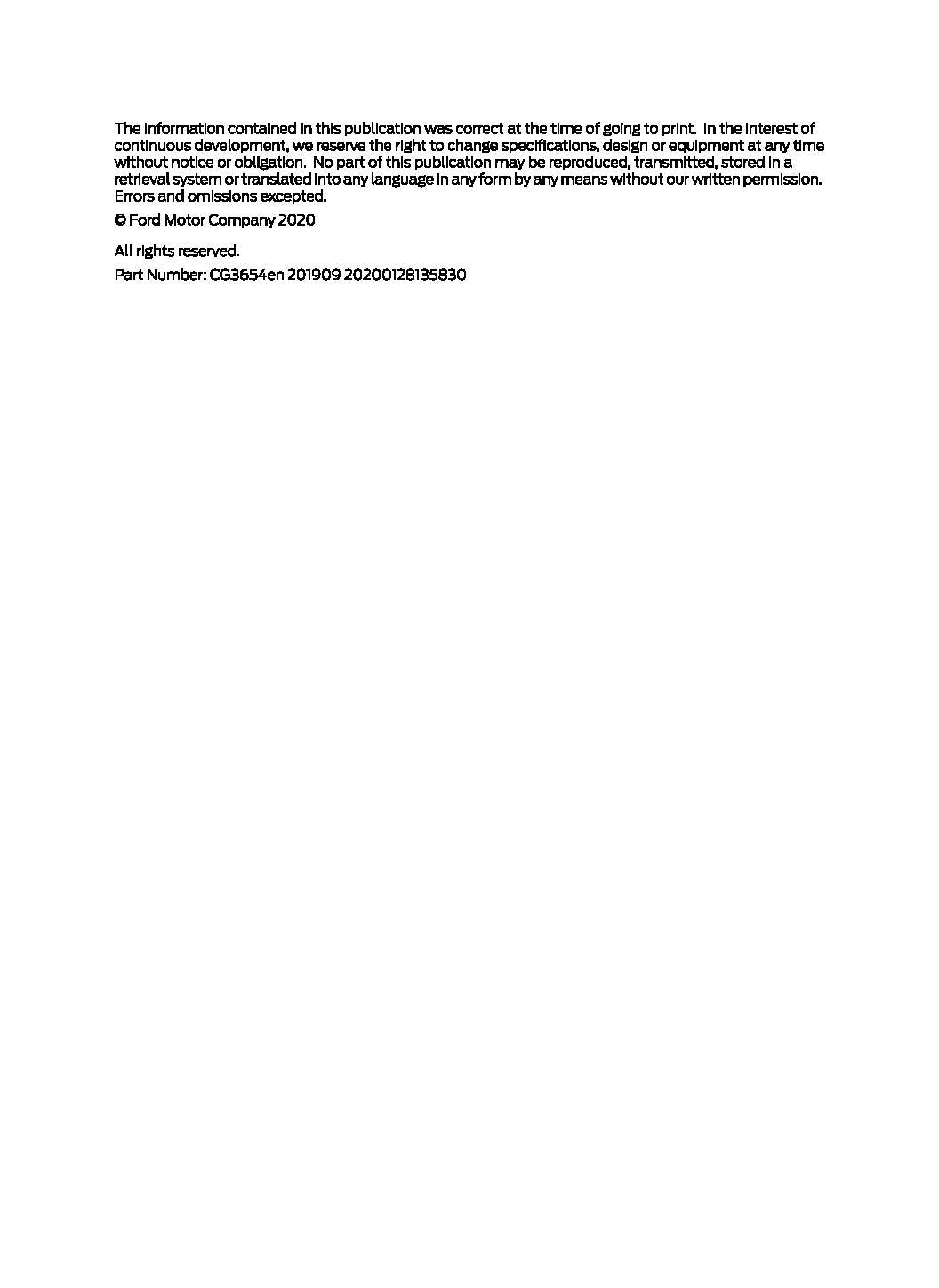 2020 Ford Fiesta Owner's Manual | English