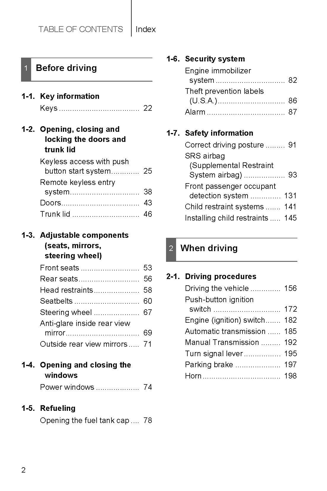 2018 Subaru BRZ Owner's Manual | English