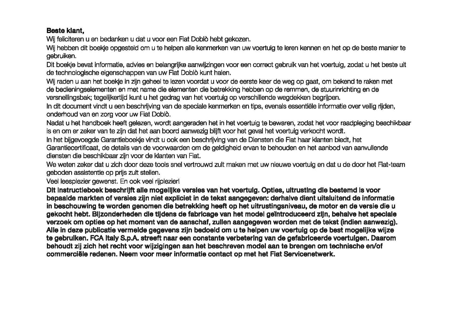 2022-2023 Fiat Doblo Owner's Manual | Dutch