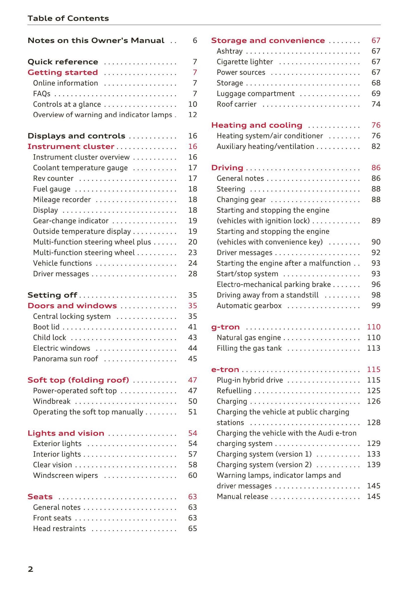 2016-2018 Audi A3/A3 Cabriolet/A3 Saloon/A3 Sportback/A3 Sportback e-tron/A3 Sportback g-tron/RS 3 Saloon/RS 3 Sportback/S3/S3 Cabriolet/S3 Saloon/S3 Sportback Owner's Manual | English