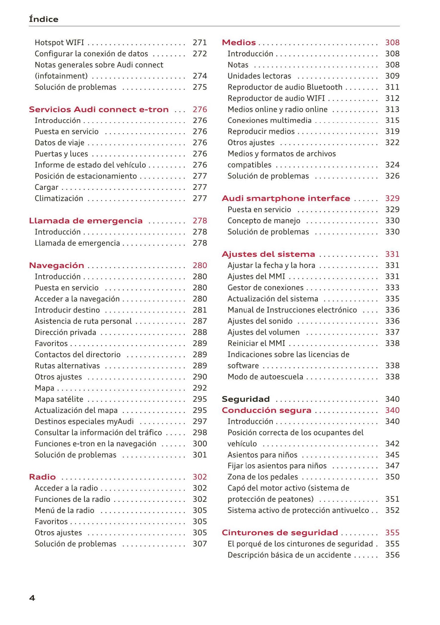 2016-2018 Audi A3/A3 Cabriolet/A3 Limousine/A3 Sportback/A3 Sportback e-tron/A3 Sportback g-tron/RS 3 Limousine/RS 3 Sportback/S3/S3 Cabriolet/S3 Limousine/S3 Sportback Owner's Manual | Spanish