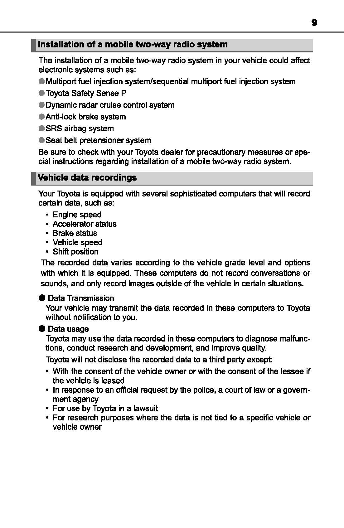 2019 Toyota Sequoia Owner's Manual | English