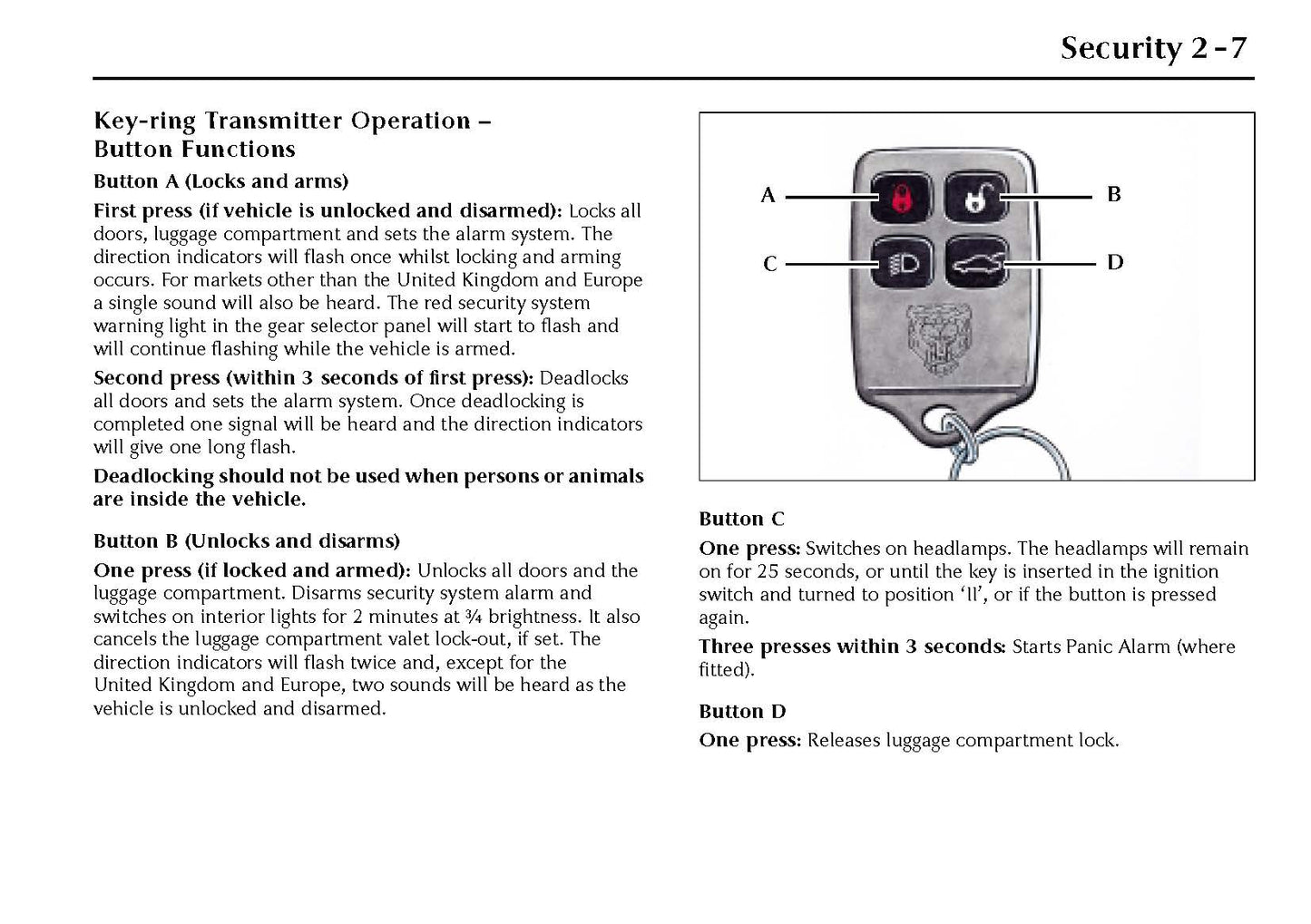 2000-2001 Jaguar XK Owner's Manual | English