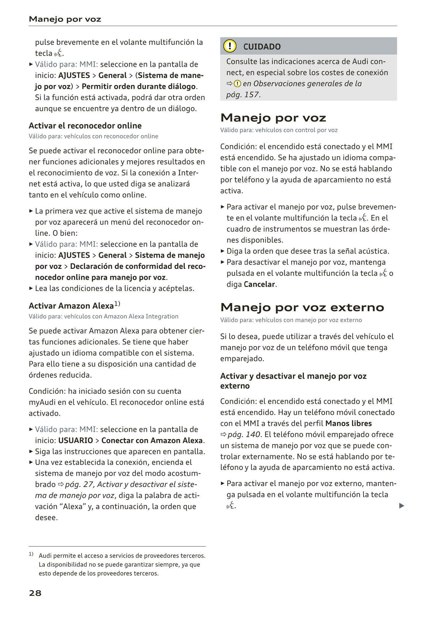 2018-2023 Audi A1 Sportback/A1 citycarver Owner's Manual | Spanish