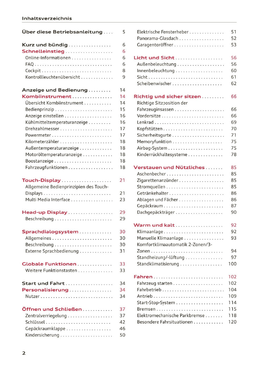 2020-2023 Audi A3 Limousine/A3 Sportback/A3 Sportback g-tron/S3 Limousine/S3 Sportback Owner's Manual | German