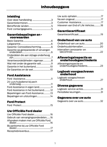 Ford Garantie- en Onderhoudsboekje