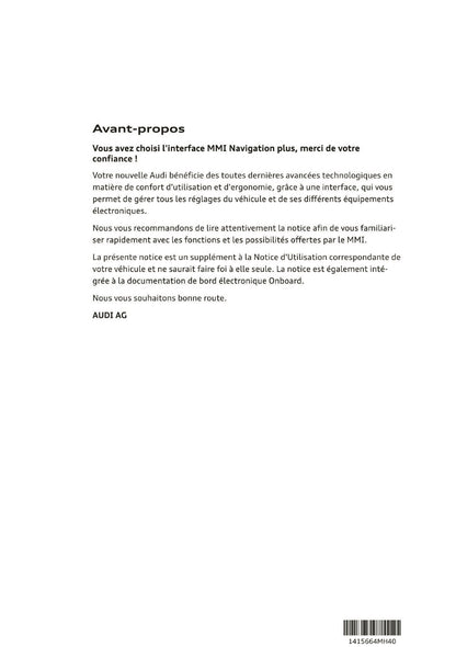 2013 Audi Q5/SQ5 MMI Navigation Plus Manuel d'Infotainment | Français