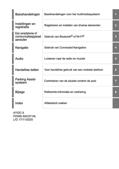 2025-2026 Toyota Aygo X Navigation Manual | Dutch