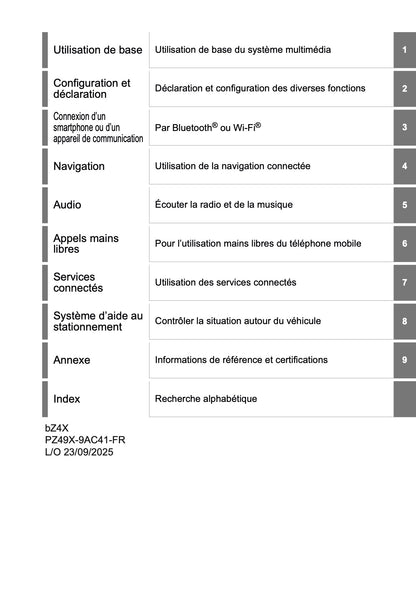 2025-2026 Toyota bZ4X Navigation Manual | French