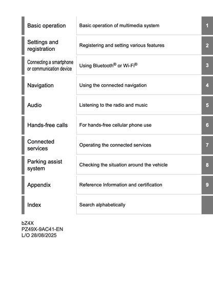 2025-2026 Toyota bZ4X Navigation Manual | English