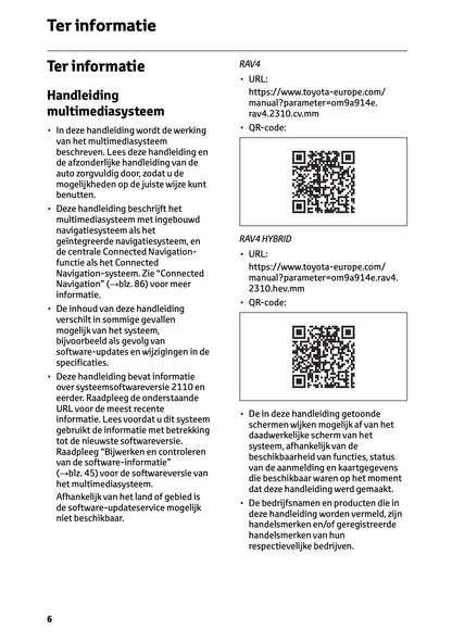 2023-2024 Toyota RAV4/RAV4 Hybrid Infotainment Manual | Dutch