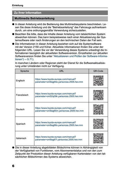2025 Toyota Yaris Cross Hybrid Navigation Manual | German