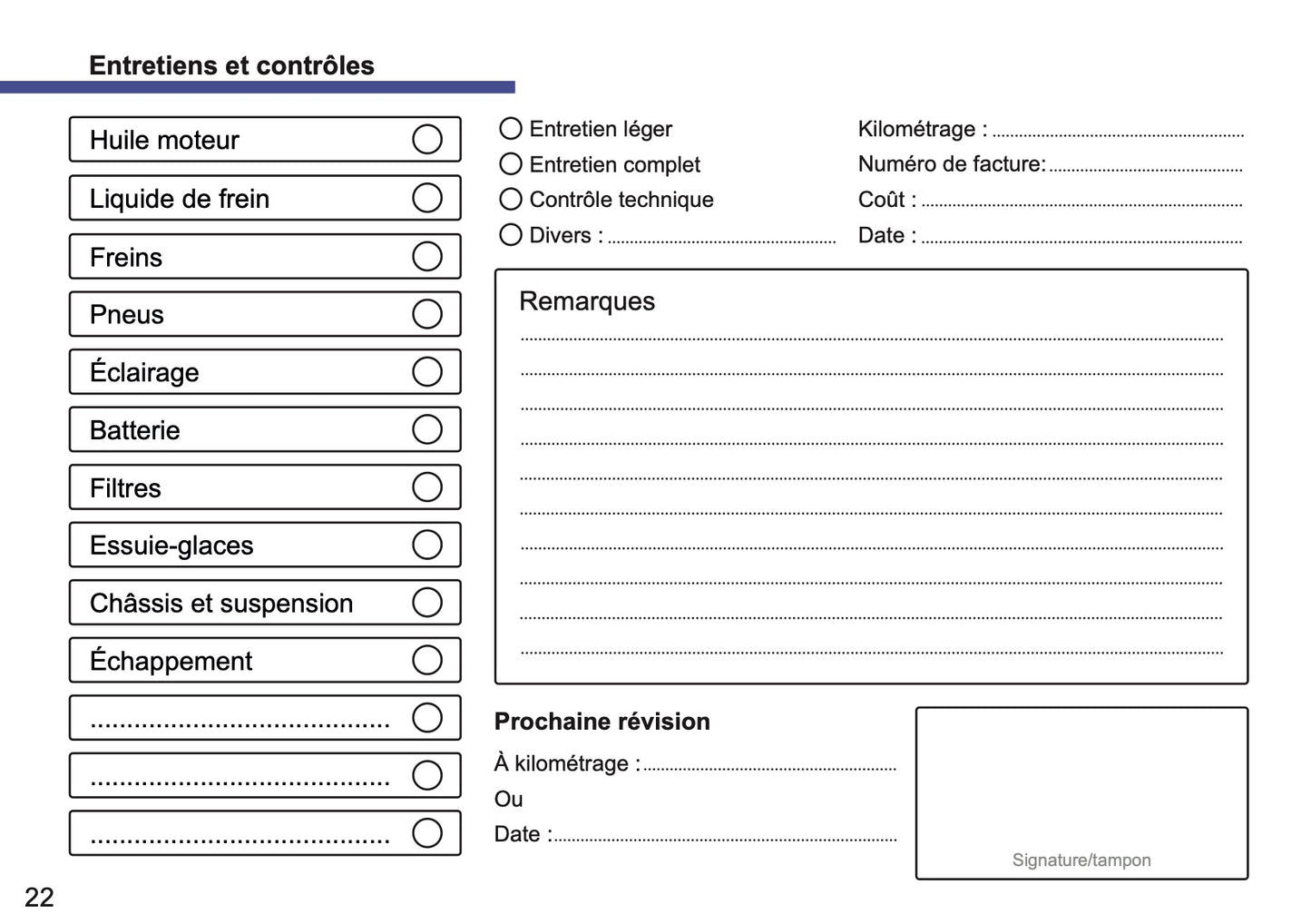 BMW Maintenance Book | French