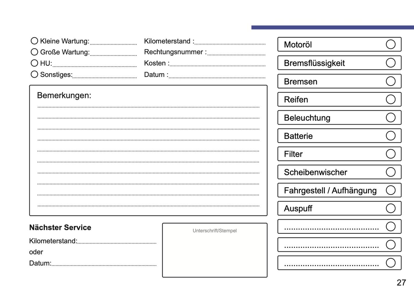 DS Automobiles Maintenance Book | German