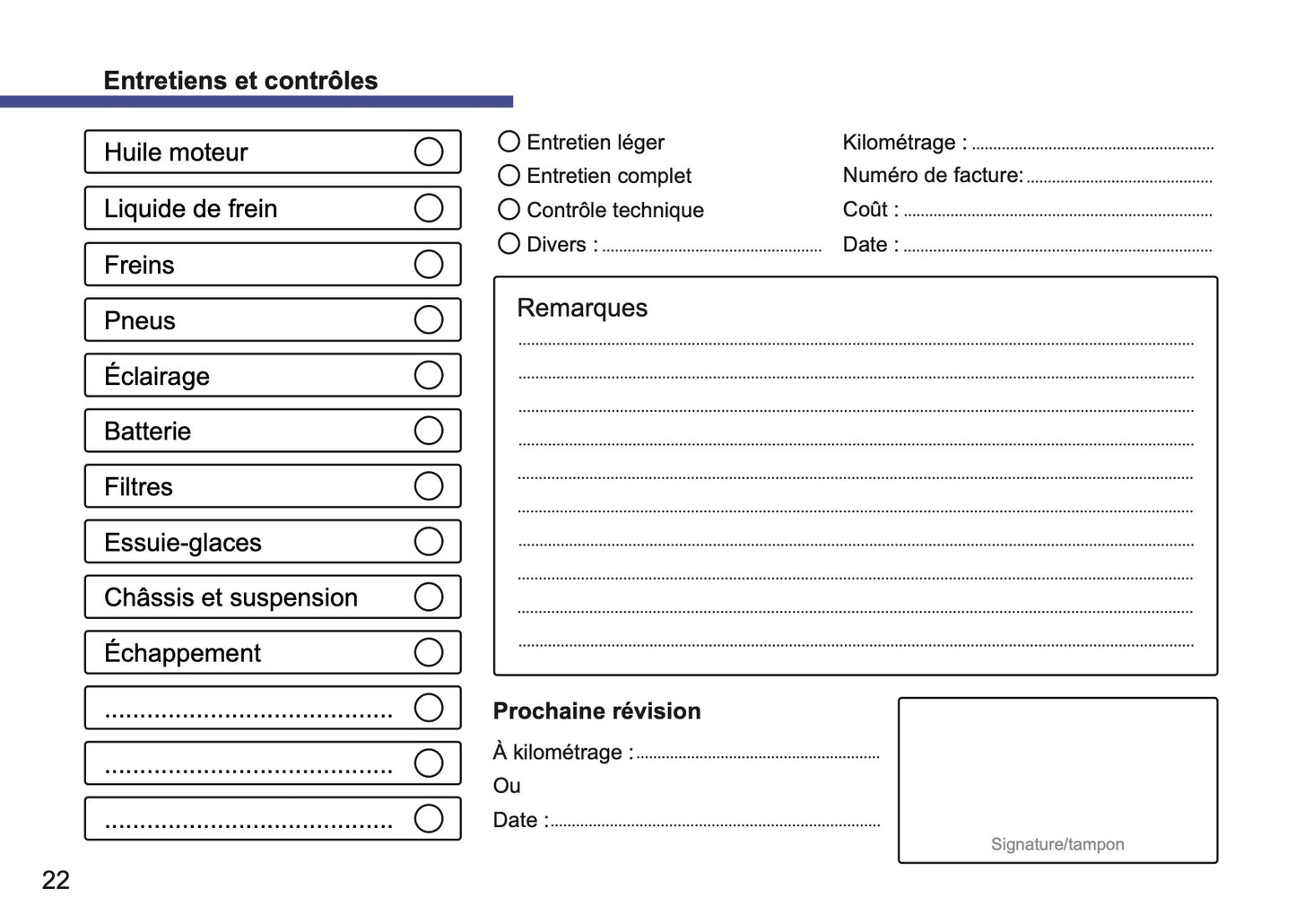 Fiat Maintenance Book | French