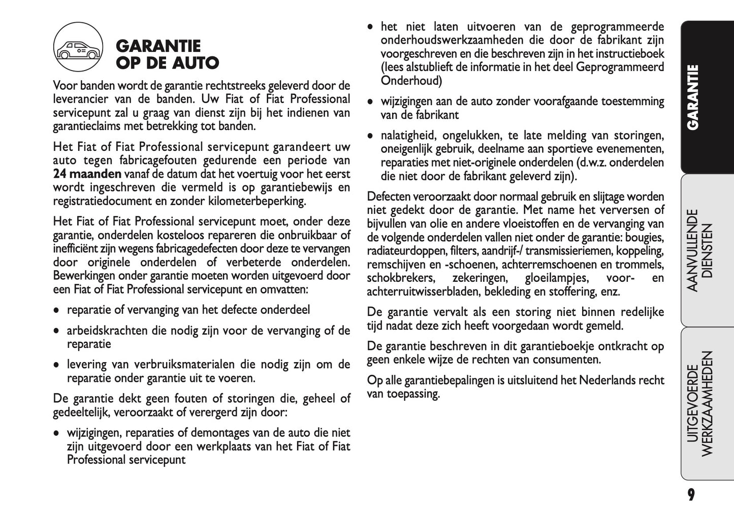 2021 Fiat Warranty & Service Book | Dutch