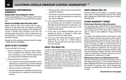 2016 Nissan GT-R Warranty Information Booklet Supplement Manual | English