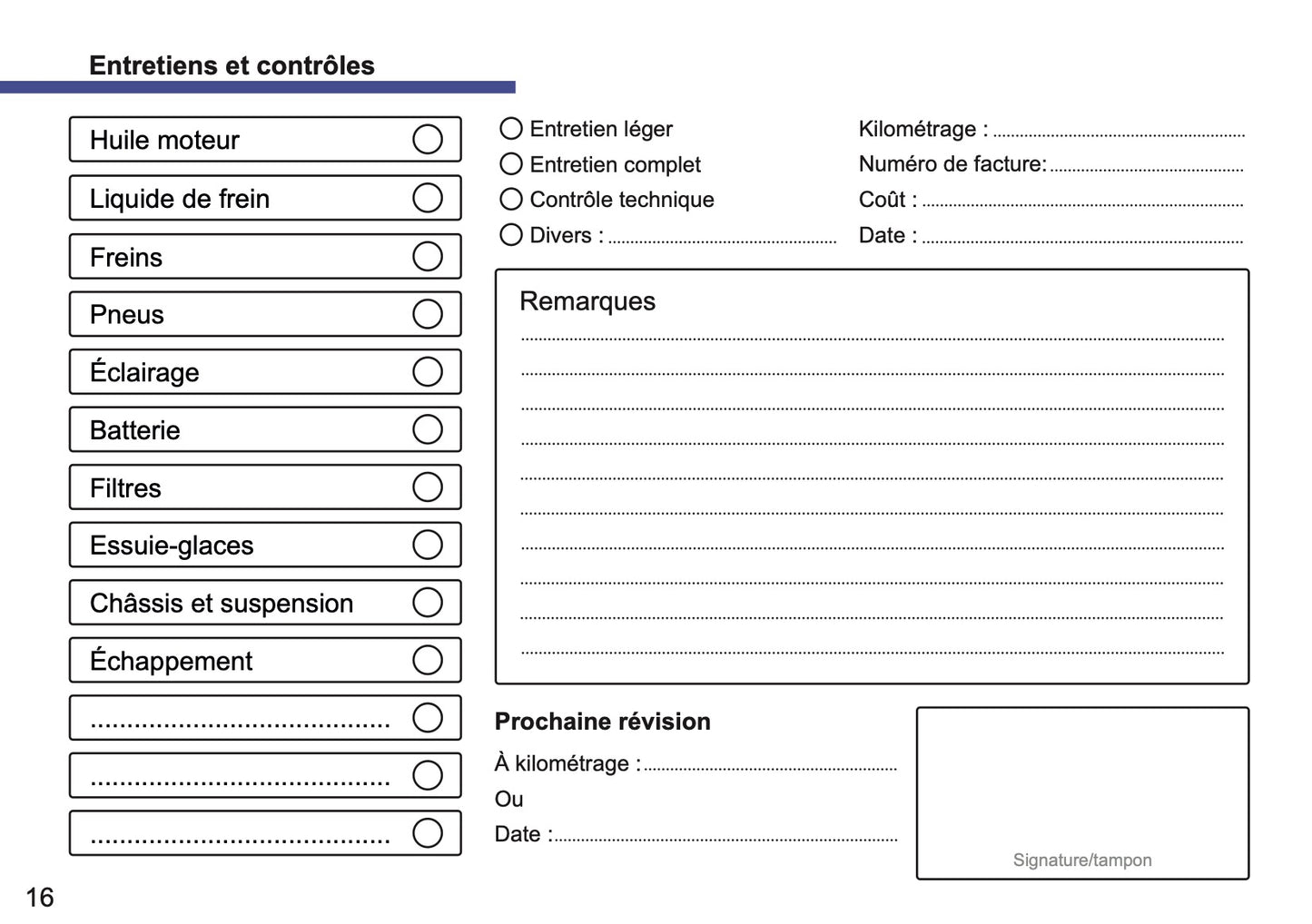 Opel Maintenance Book | French