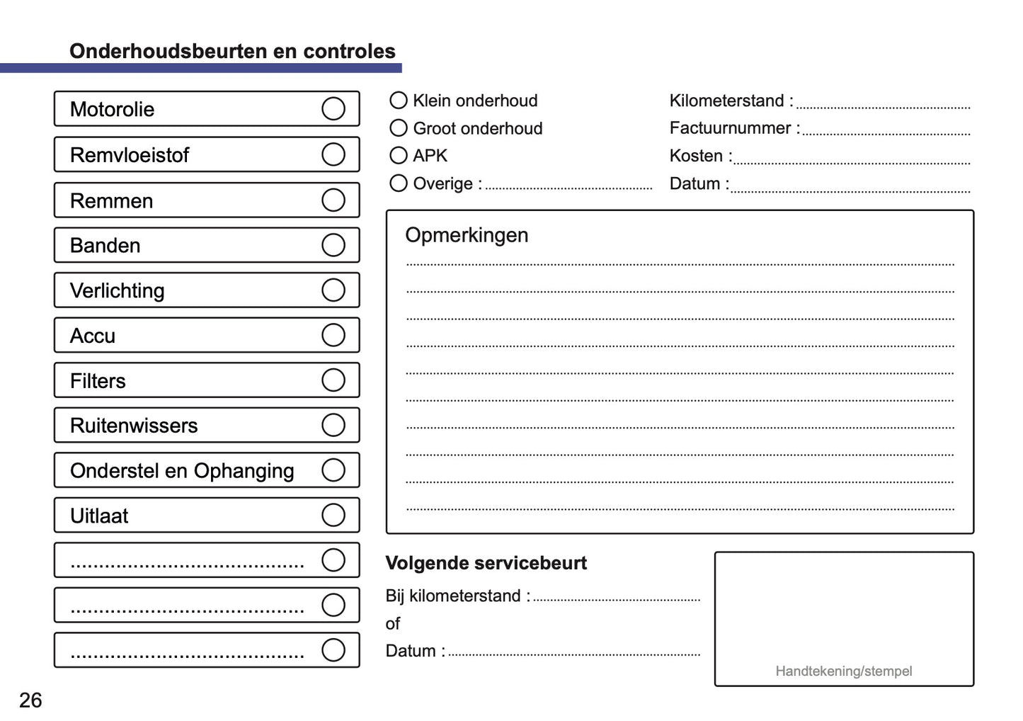 Toyota Maintenance Book | Dutch