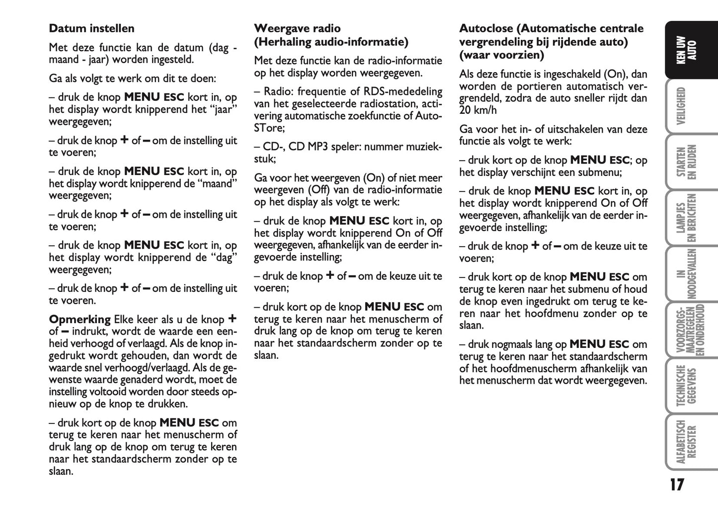 2010-2011 Abarth 500 Owner's Manual | Dutch