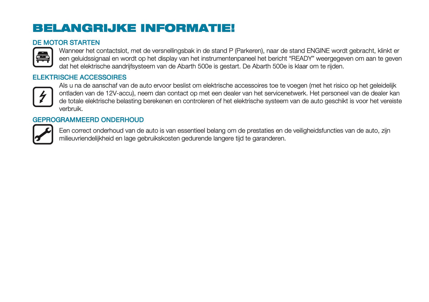 2024-2025 Abarth 500e Owner's Manual | Dutch