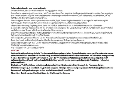 2026 Alfa Romeo Giulia Owner's Manual | German