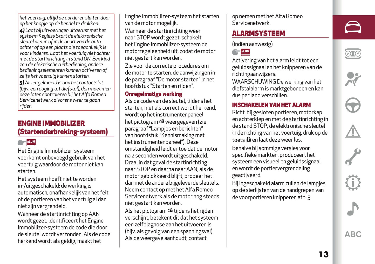 2020 Alfa Romeo Stelvio Owner's Manual | Dutch