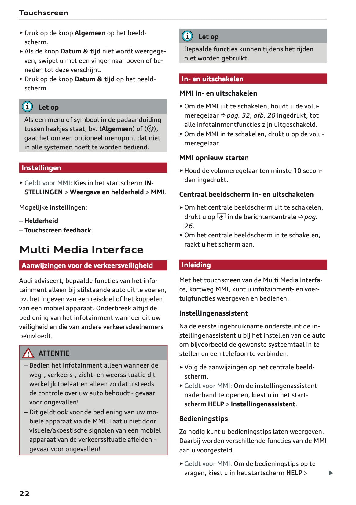 2022-2023 Audi A1 Owner's Manual | Dutch