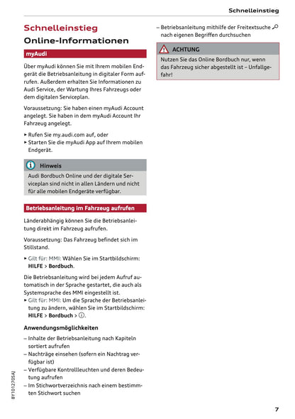 2025-2026 Audi A3 Owner's Manual | German