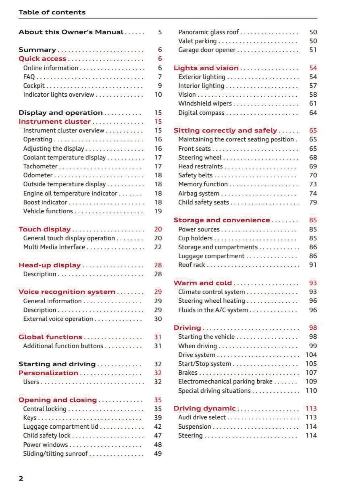 2024 Audi A4 Owner's Manual | English US