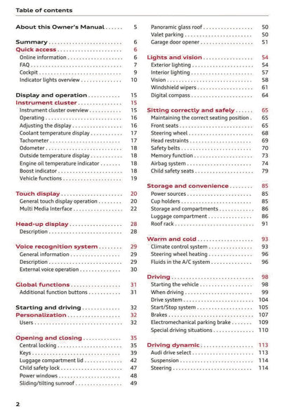2024 Audi A4 Owner's Manual | English US