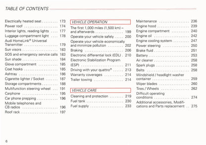 2002 Audi A6 Avant Owner's Manual | English US