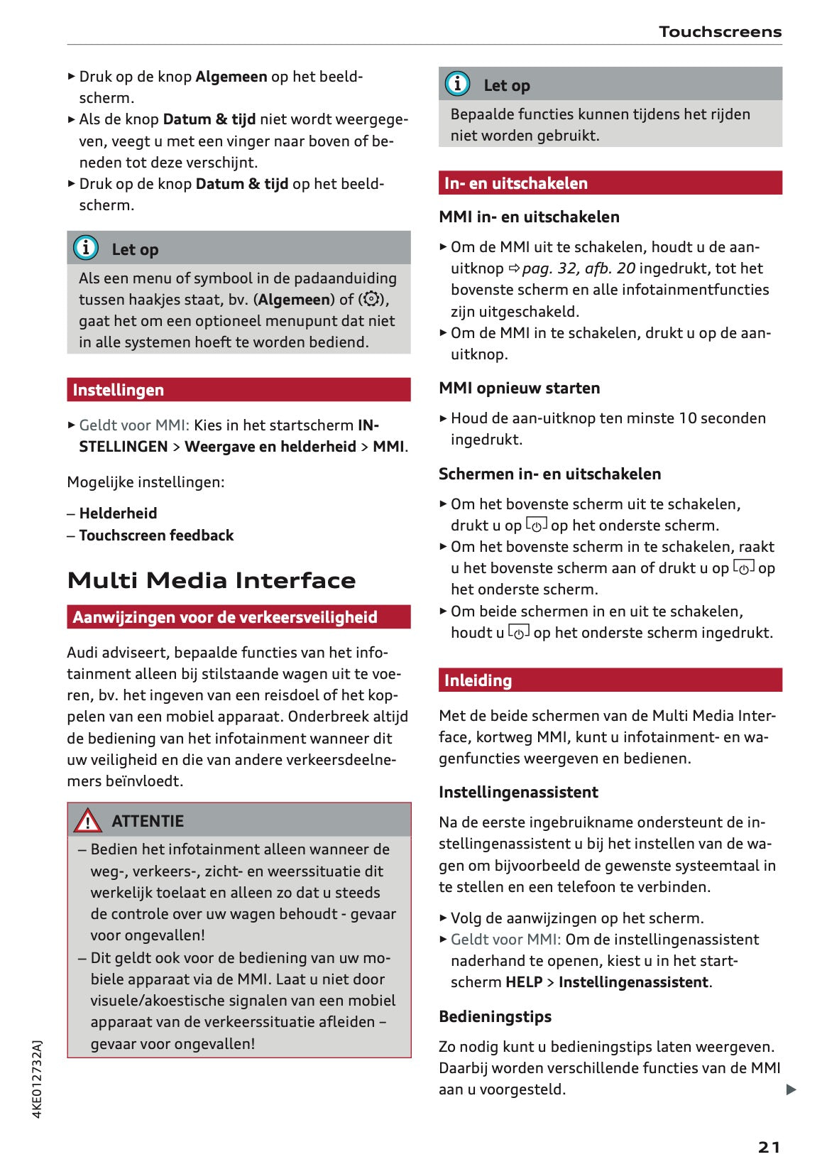 2021-2022 Audi e-tron Owner's Manual | Dutch