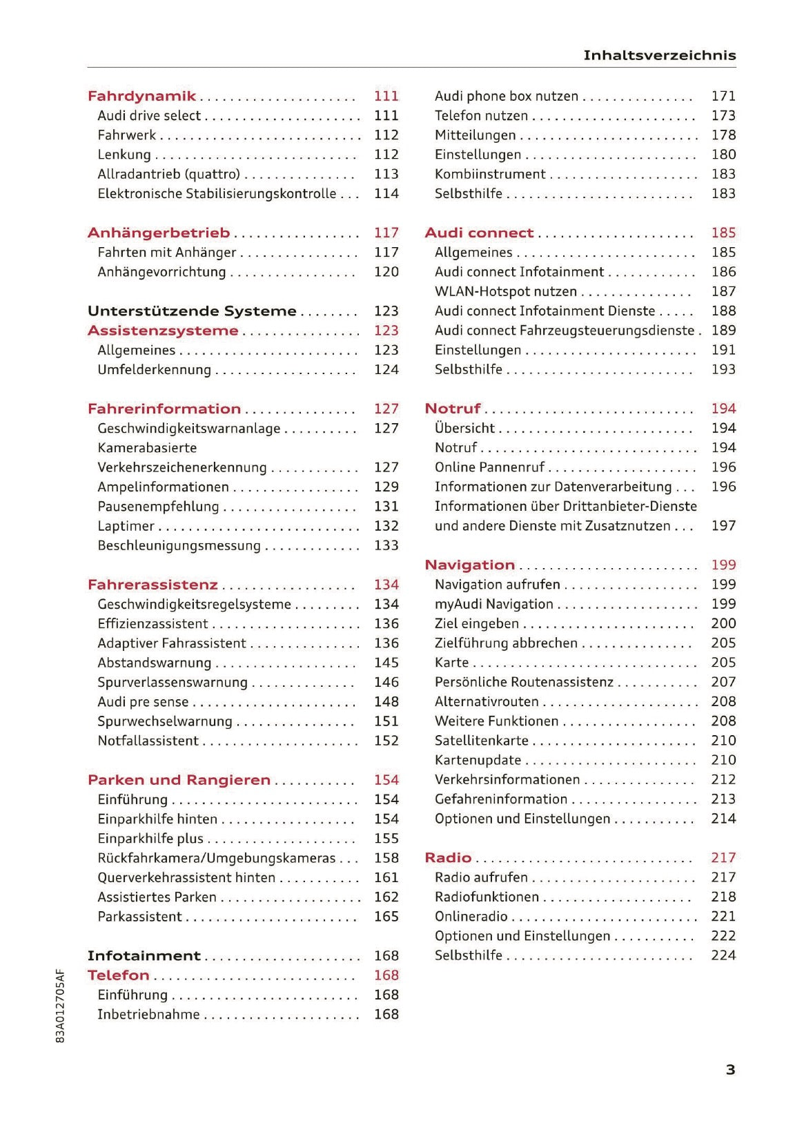 2019-2020 Audi Q3/RS Q3 Owner's Manual | German