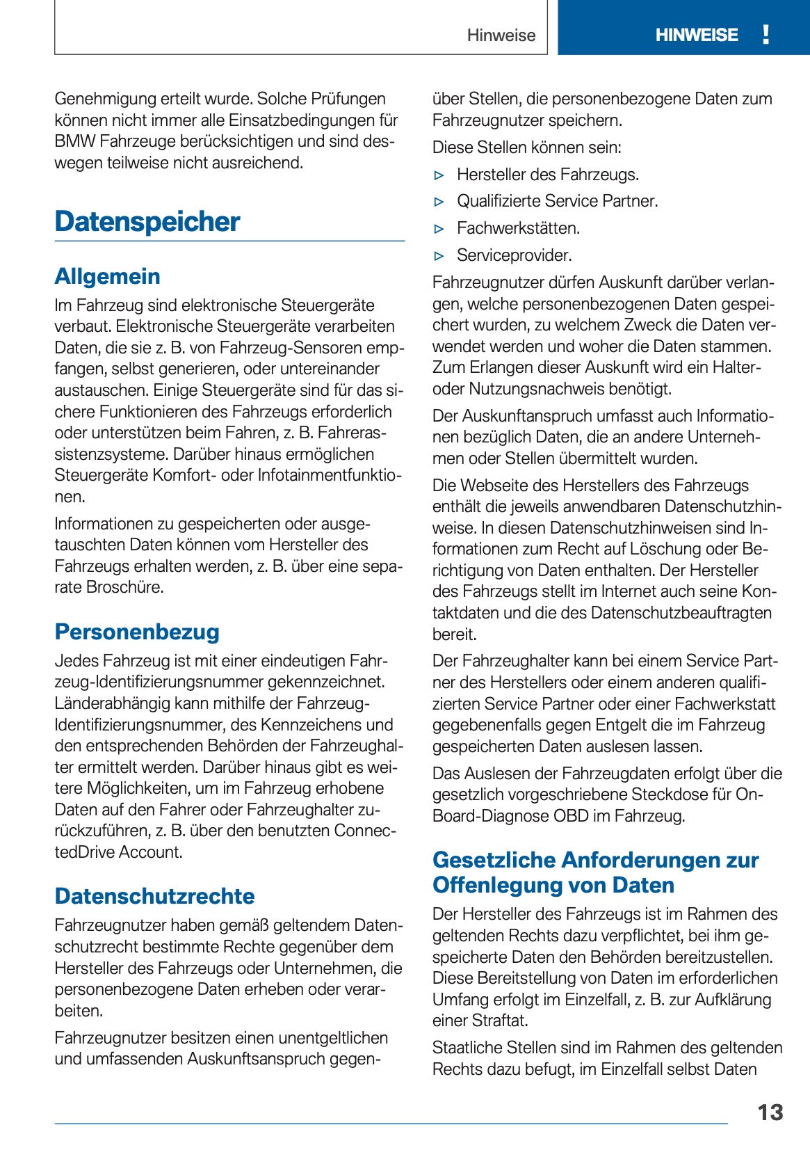 2019 BMW 5 Series Touring Owner's Manual | German