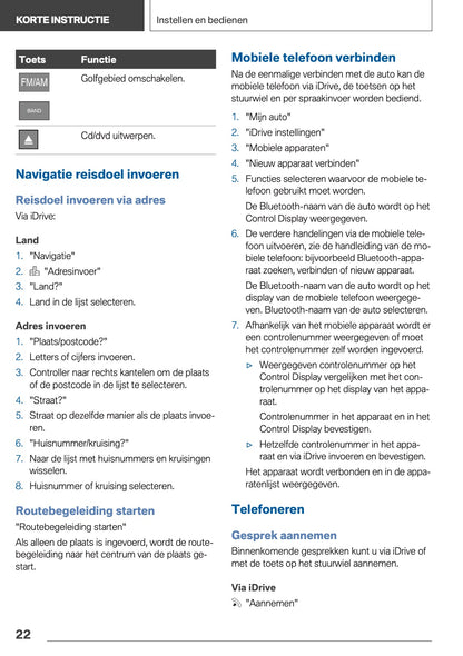 2021-2022 BMW X1 Owner's Manual | Dutch