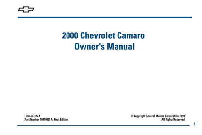 2000 Chevrolet Camaro Owner's Manual | English US