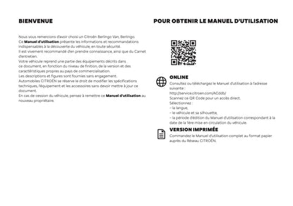 2026 Citroën Berlingo Manuel du propriétaire | Français