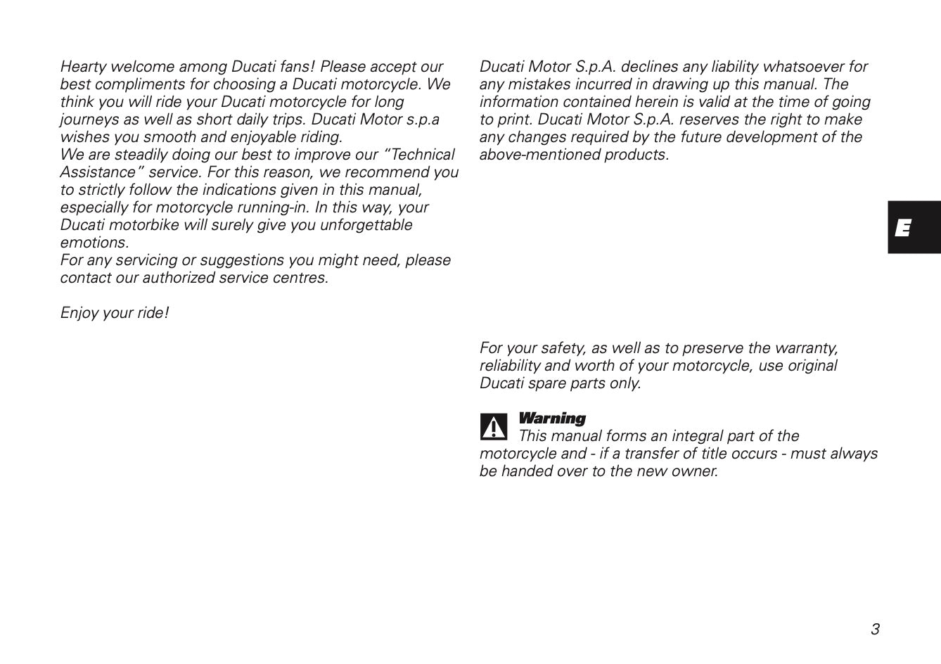 2001 Ducati 748/996 Owner's Manual | English US