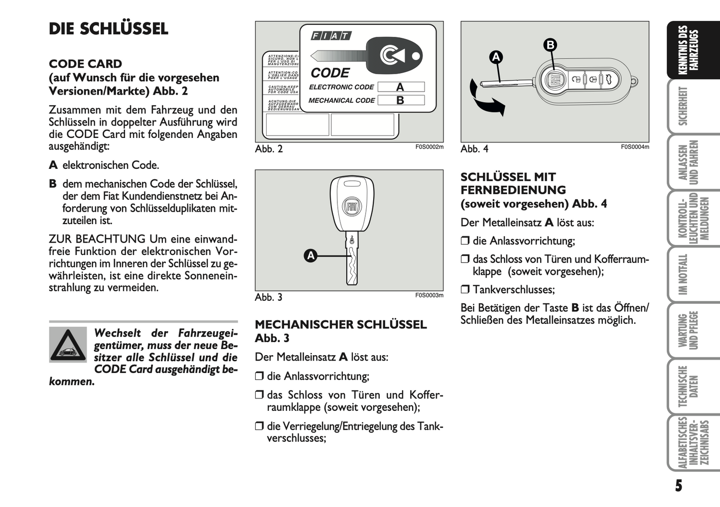 2007-2008 Fiat 500 Owner's Manual | German