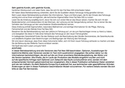 2026 Fiat 500 Owner's Manual | German