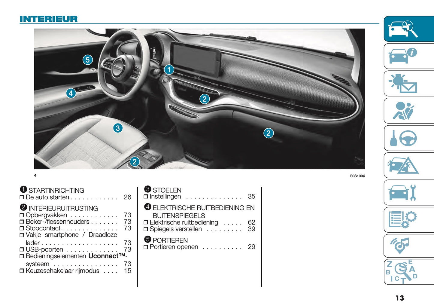 2022-2023 Fiat 500 Owner's Manual | Dutch