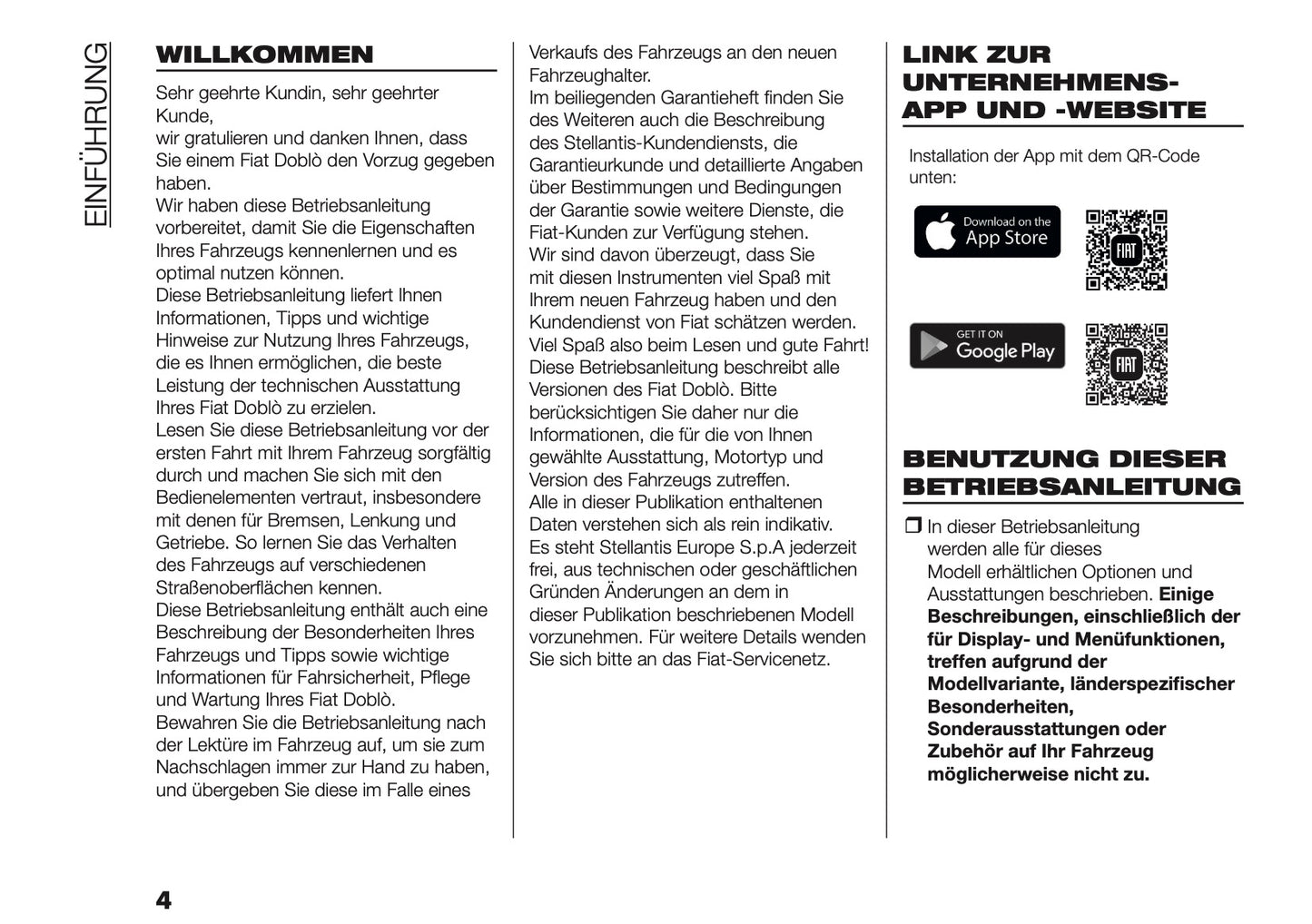 2026 Fiat Doblò Owner's Manual | German