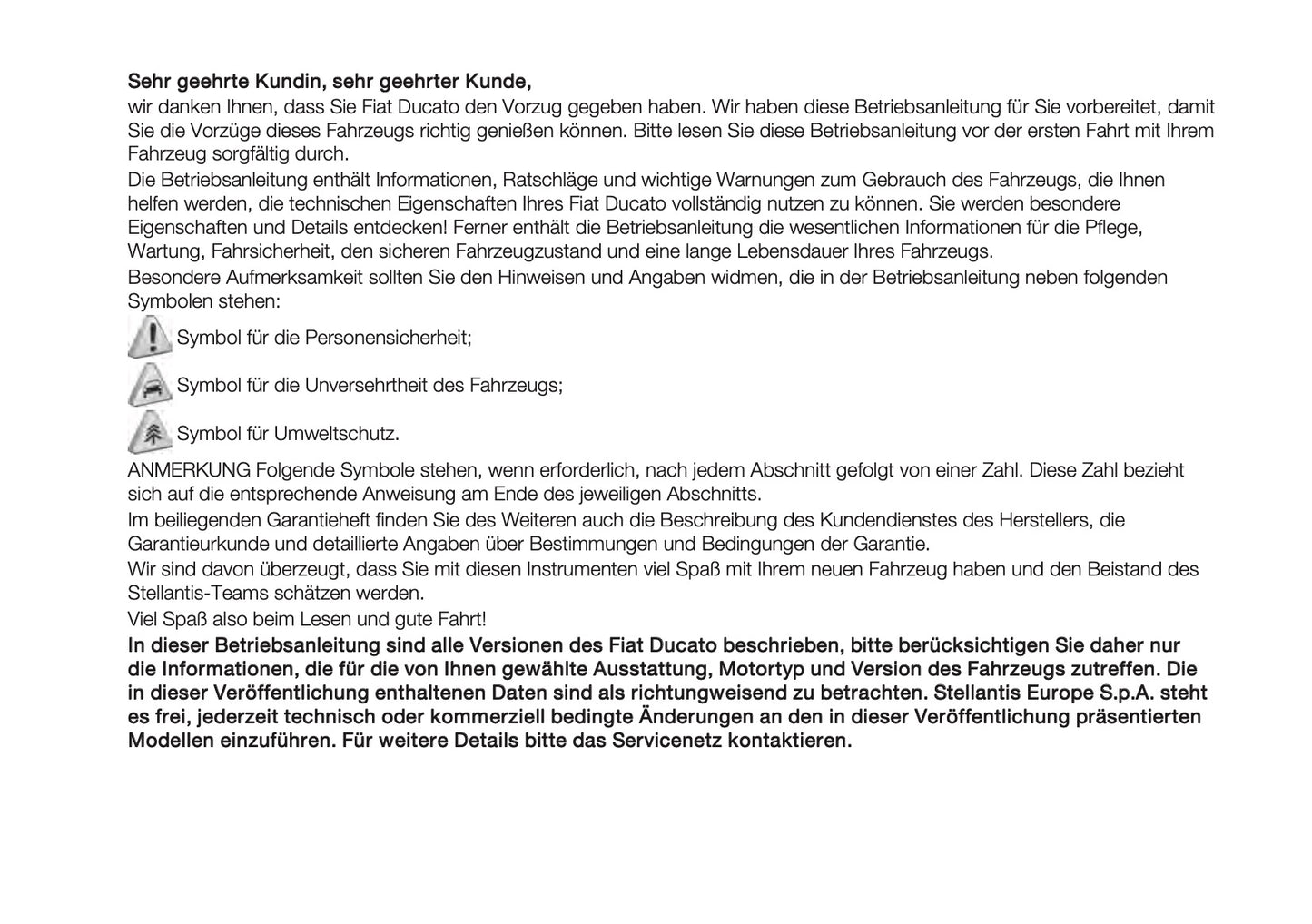 2025 Fiat Ducato Owner's Manual | German